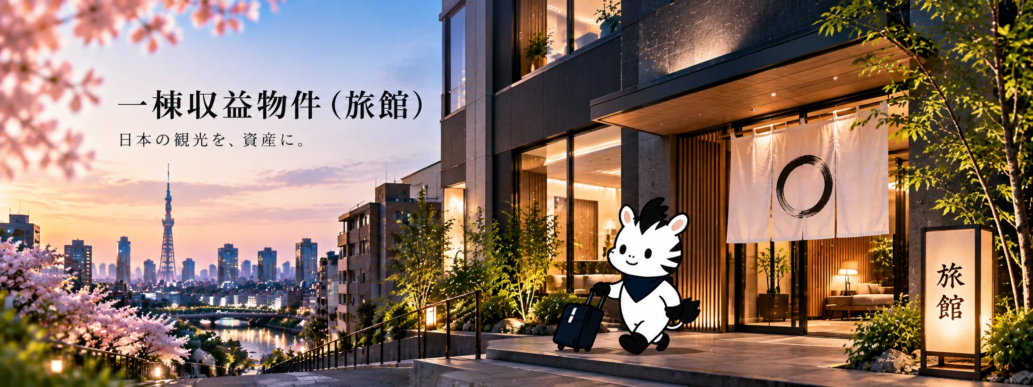 桜と街並みに囲まれた旅館